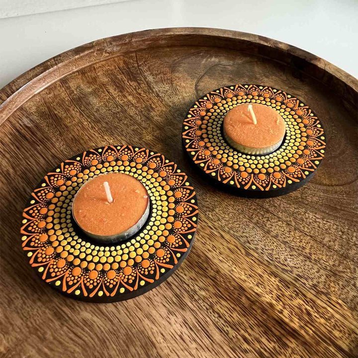 Dot Art Festive MDF Tealight Holder | Set of 2