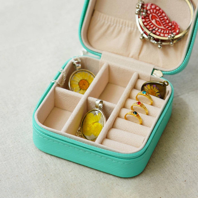 Personalized Mini Teal Jewelry Box