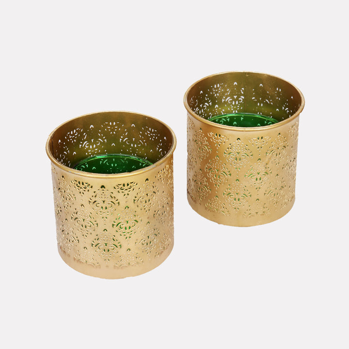 Gandhara Votives with Glass Tealight holder - Set of 2