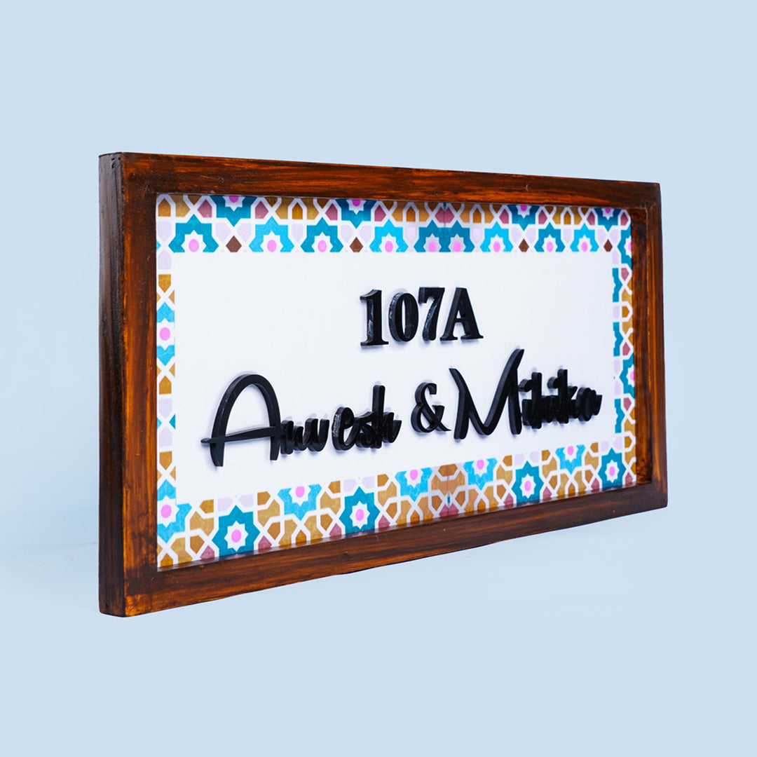 Personalized Mosaic Printed Nameplate with 3D Letters