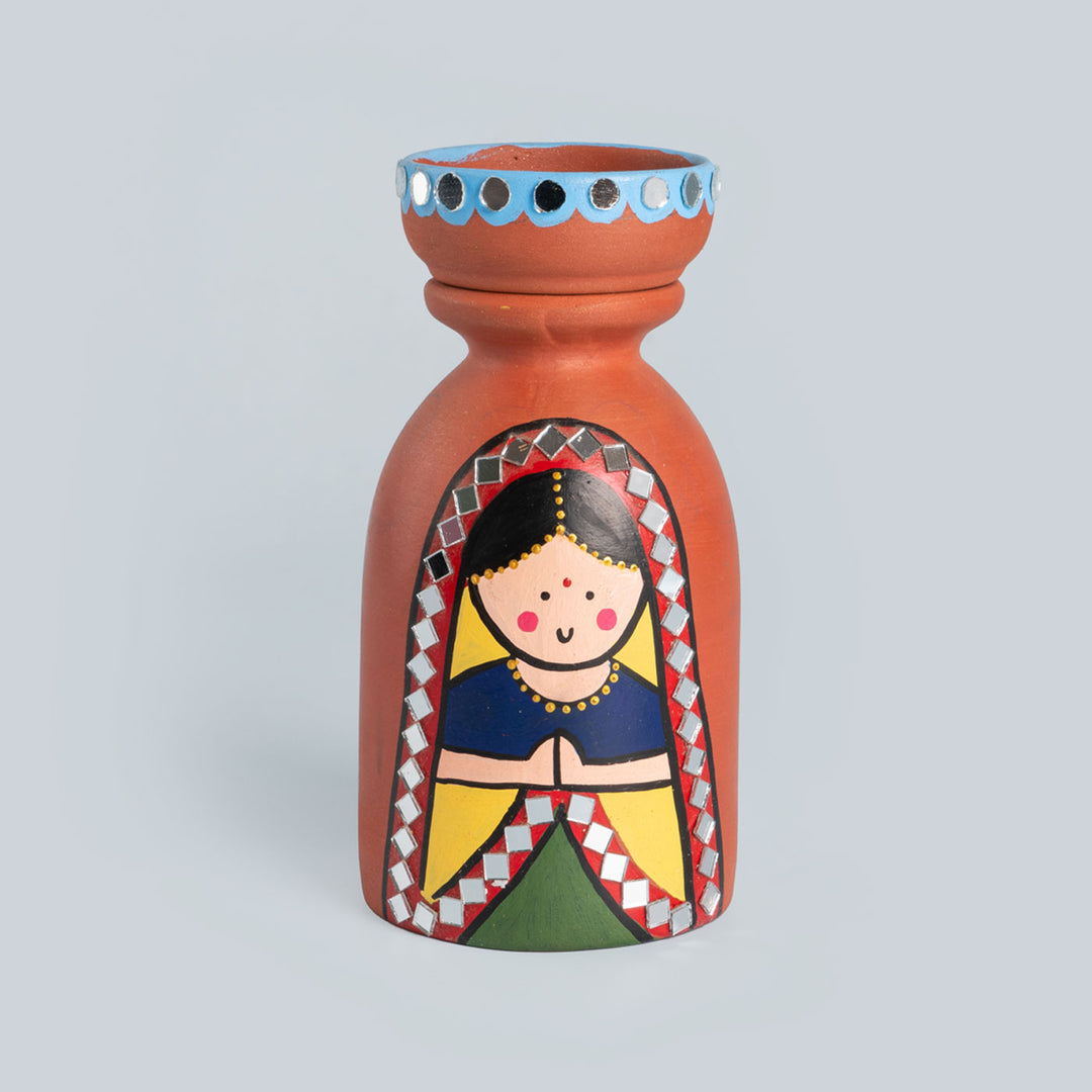 Handpainted Raja-Rani Terracotta Tealight Holders