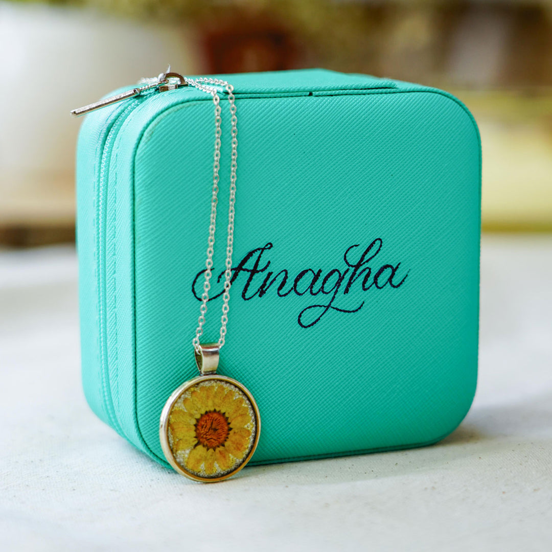 Personalized Mini Teal Jewelry Box