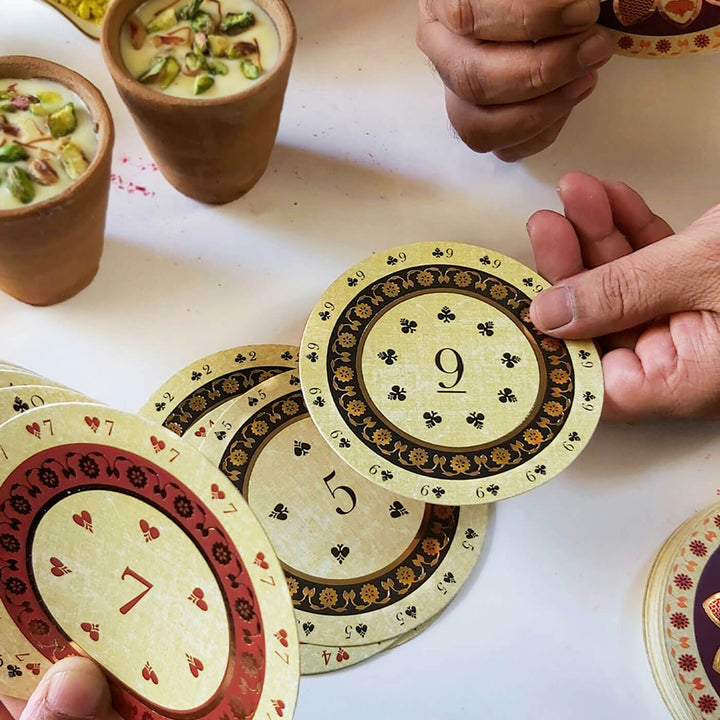Rajaka I Mughal Ganifa Inspired Circular Playing Cards - Zwende