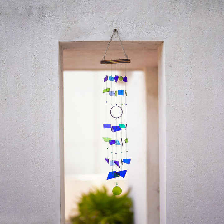 Zen Blue Stained Glass Windchime