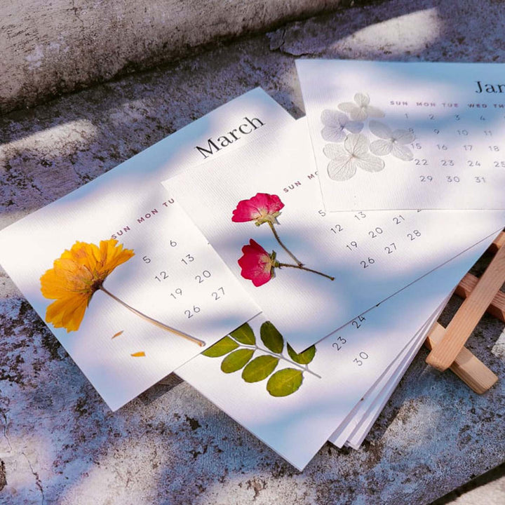 Handcrafted Pressed Flower Calander With Easel 2025