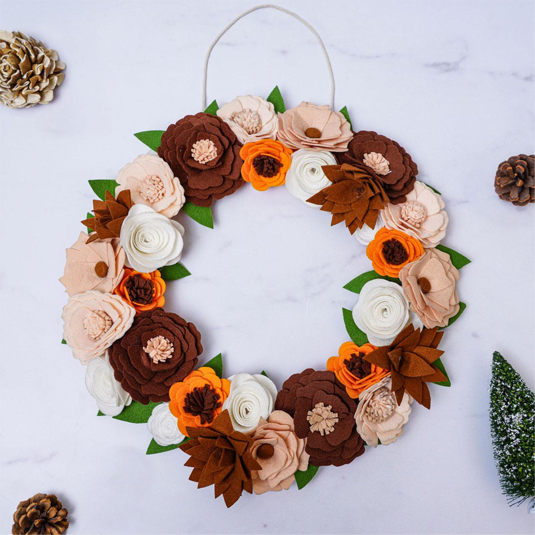 Handmade Floral Felt Wreath For Christmas Door Decoration