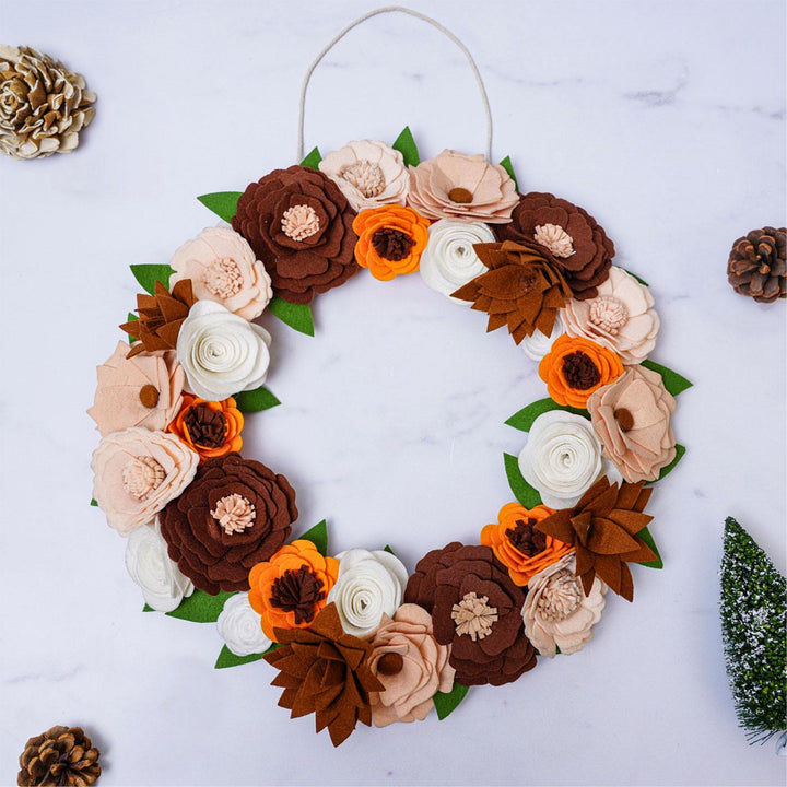 Handmade Floral Felt Wreath For Christmas Door Decoration