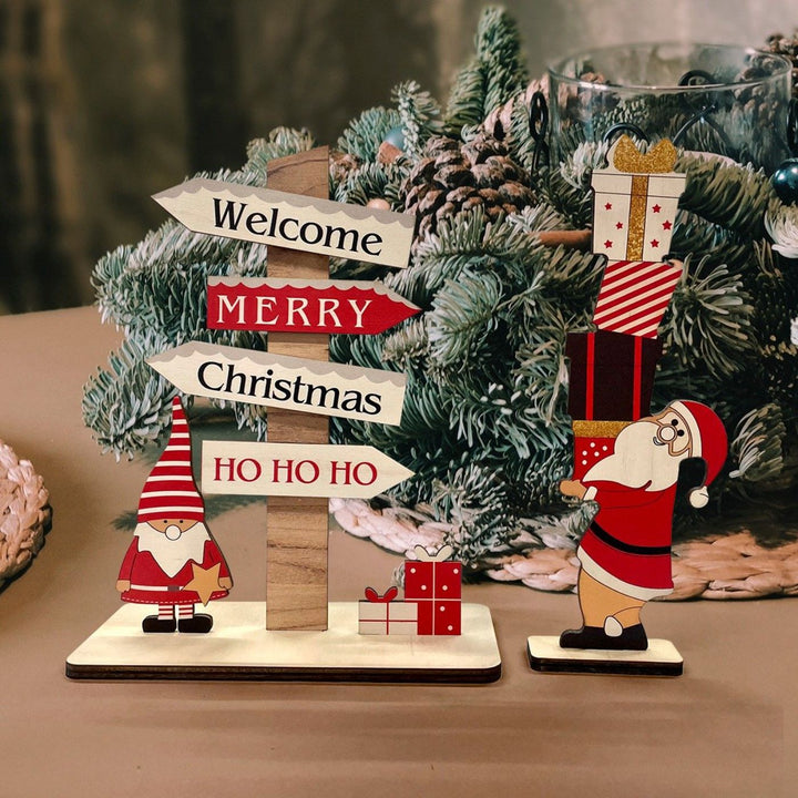Handcrafted 3D Santa Wooden Table Decor For Christmas Decoration