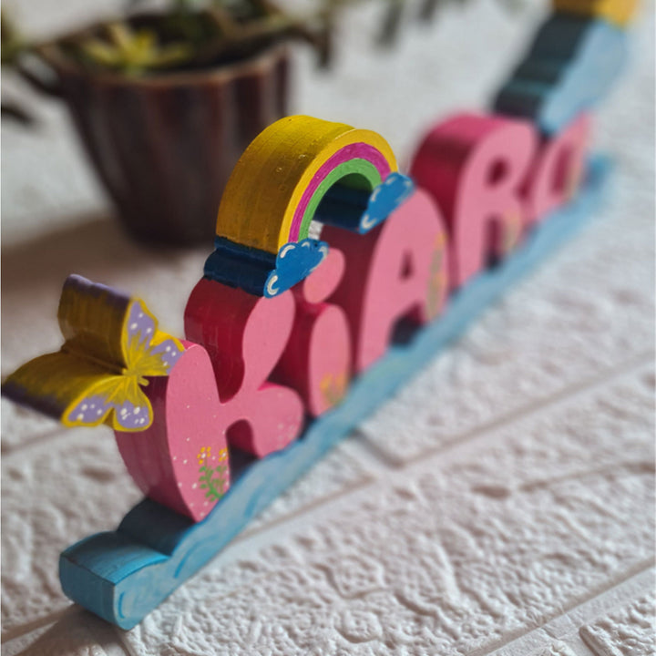 Handcrafted Personalized Rainbow Themed 3D Name Block For Kids