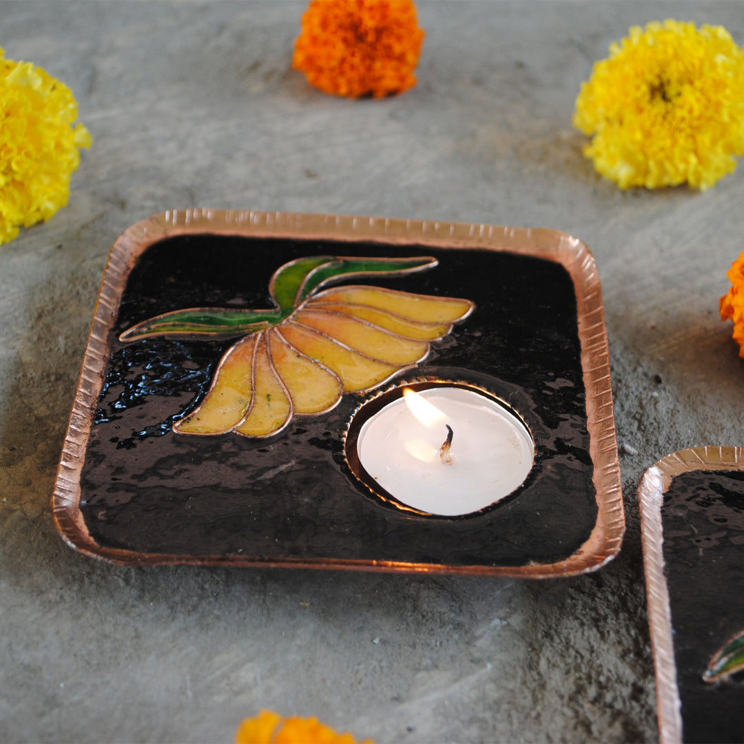 Copper Enamel Tealight Holders I Set of 2