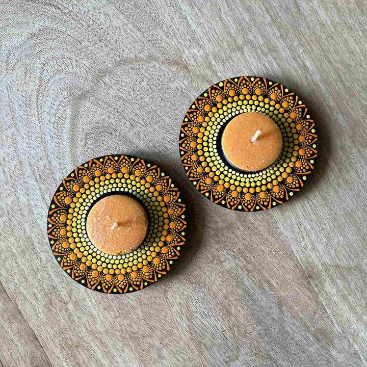 Dot Art Festive MDF Tealight Holder | Set of 2