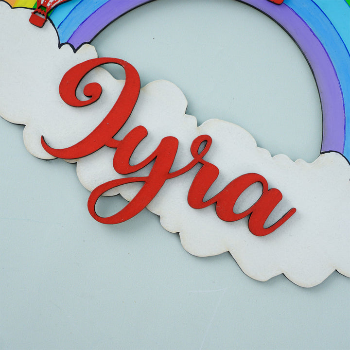 Rainbow and Hot Air Balloon Nameboard for Kids