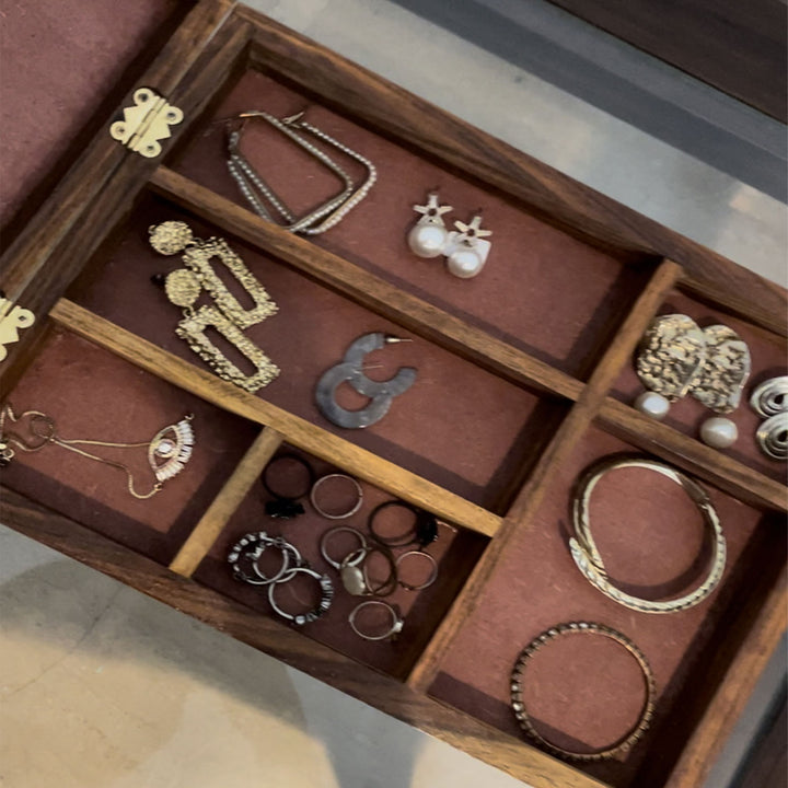 Personalized Sheesham Wood Multi-Use Trinket Jewelry Box