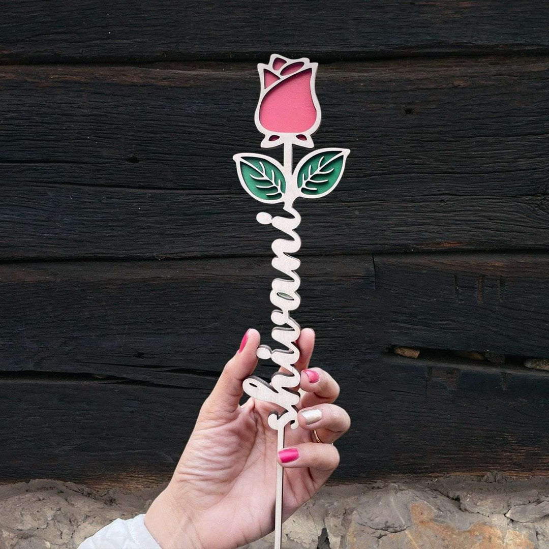 Personalized Wooden Rose for Couples