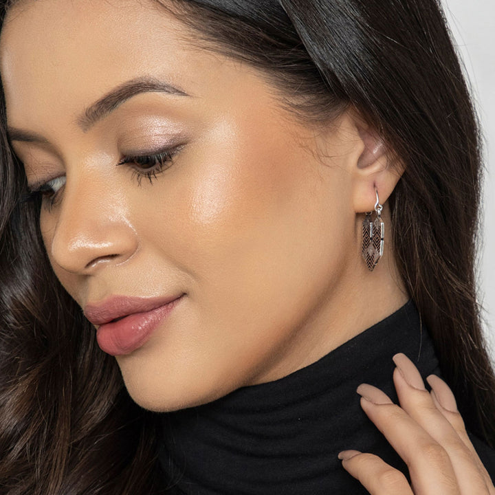 Handmade Brass Modern Hoop Earrings - Geometric Pattern