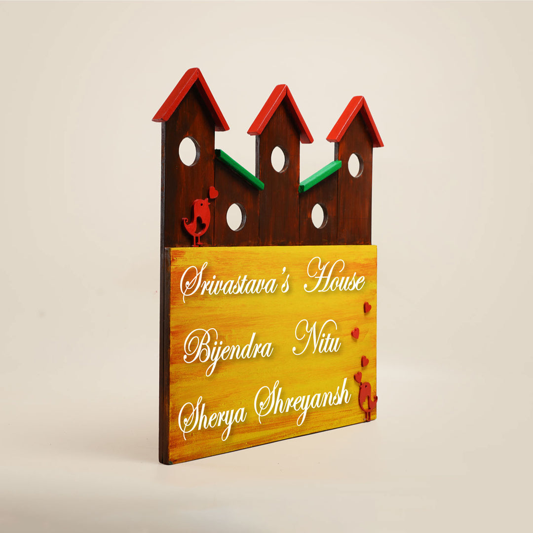 Hand-painted Personalized House Shaped Nameplate - Zwende