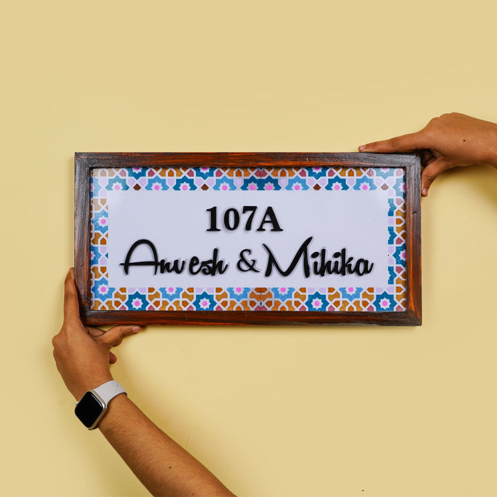 Personalized Mosaic Printed Nameplate with 3D Letters