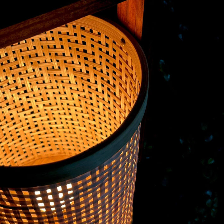 Wooden Table Lamp With Printed Fabric Shade - Zwende