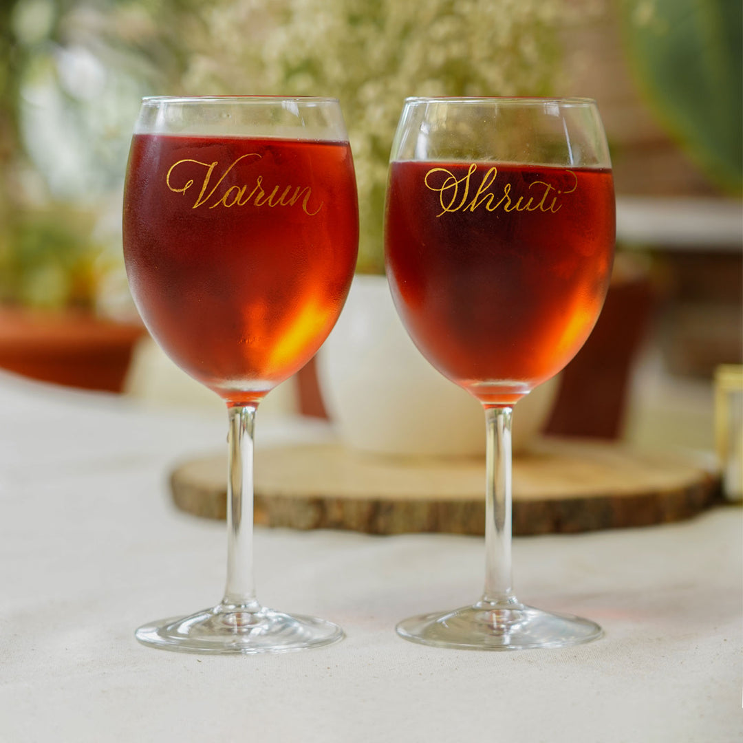 Personalized Wine Glasses for Couples I Set of 2