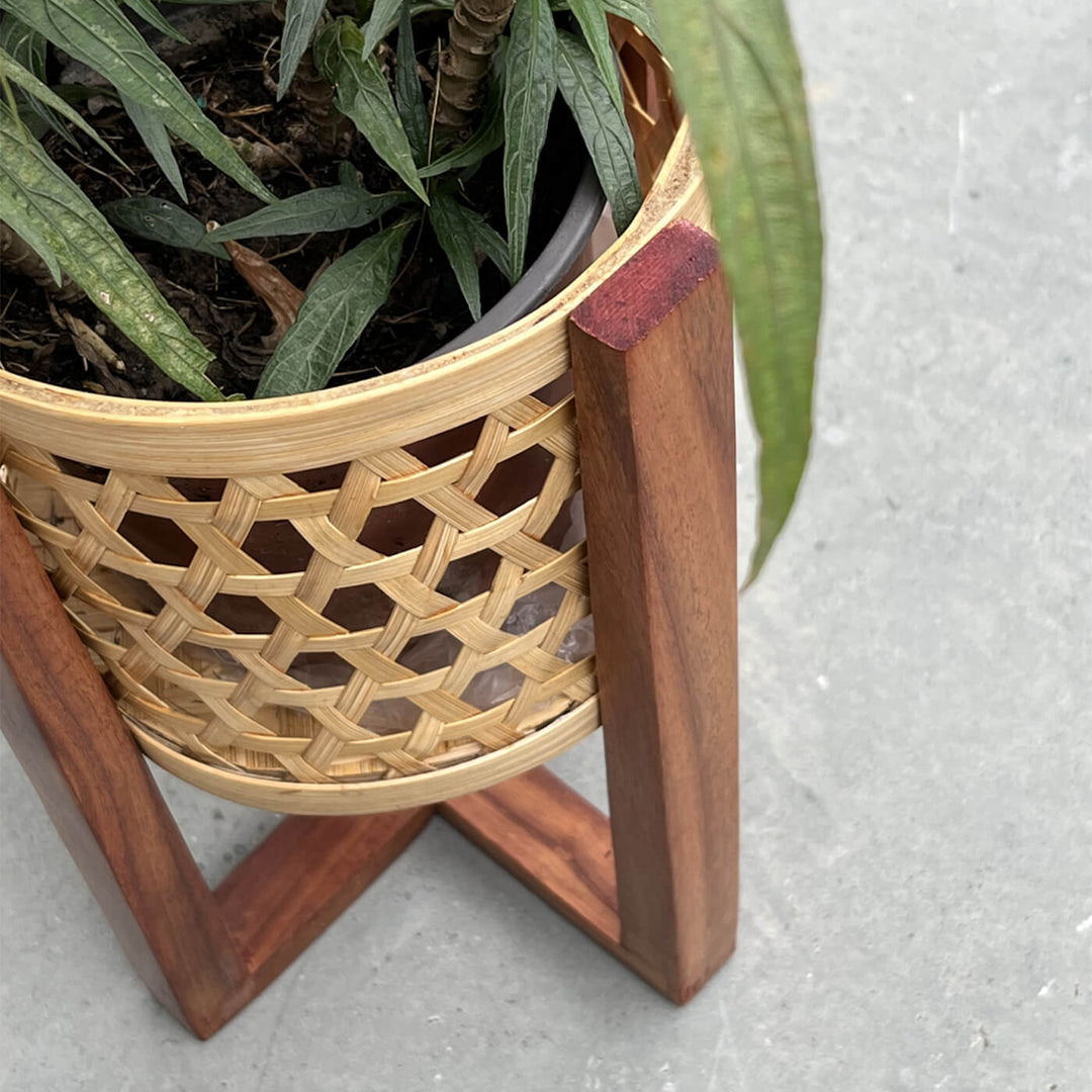 Handcrafted Classic Bamboo Planter With Stand