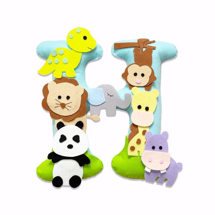 Personalized 3D Felt Jungle Theme Alphabet Pillow