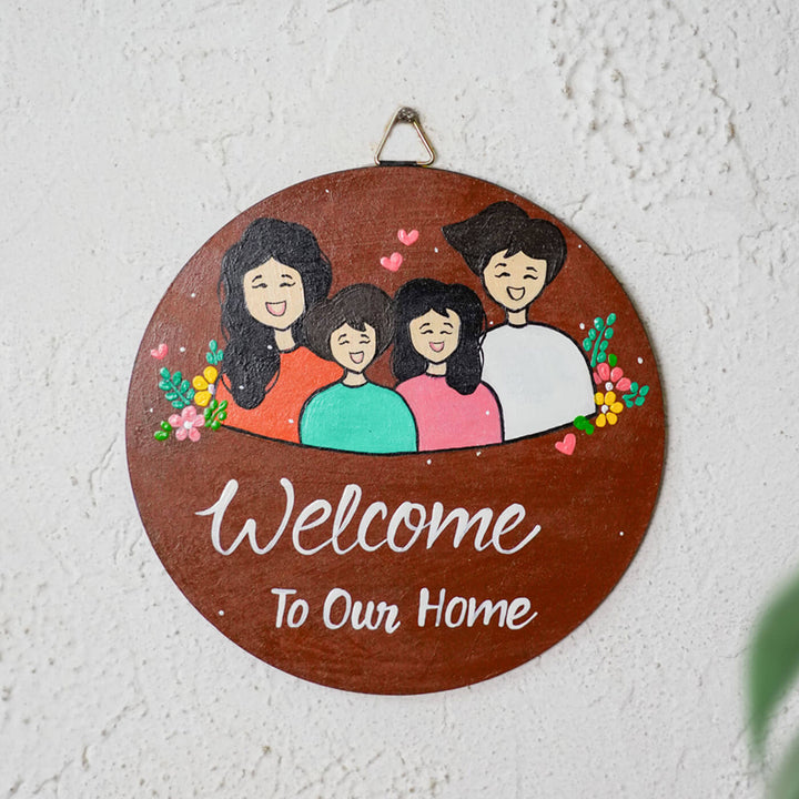 Handcrafted MDF Personalized Nameplate for a Family of Four