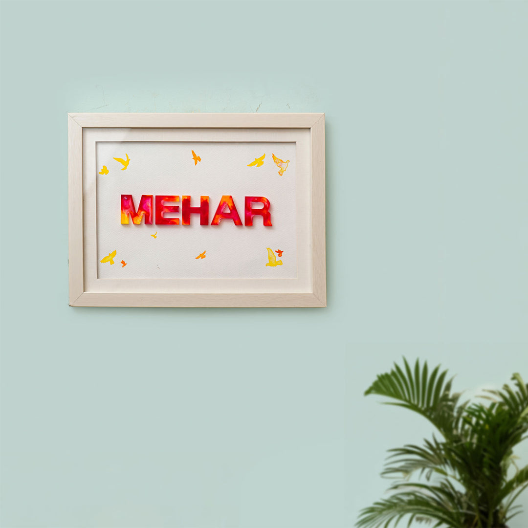 Personalized Resin Art Nameplate in MDF Frame