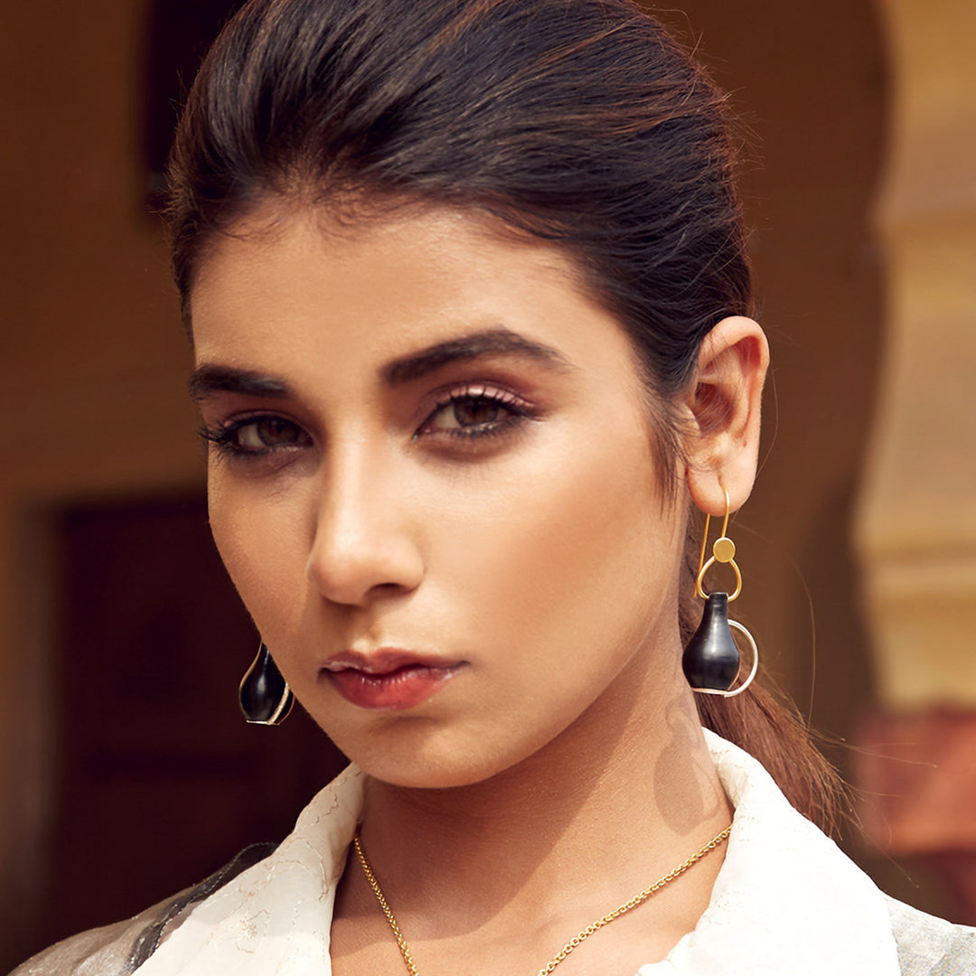 Statement Handmade Pyau Design Traditional Earrings | 22K Gold And Silver Plated