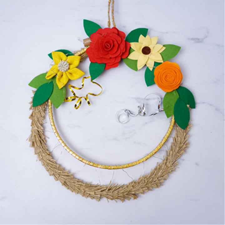 Handmade Floral Jute Wreath For Christmas Door Decoration