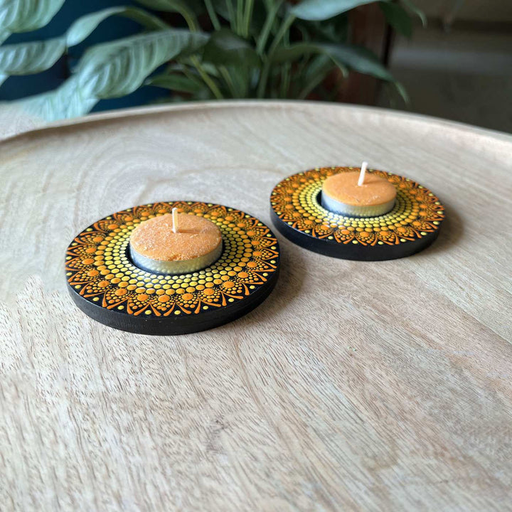 Dot Art Festive MDF Tealight Holder | Set of 2