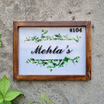 Personalized Leaf Design Printed Nameplate with 3D Letters