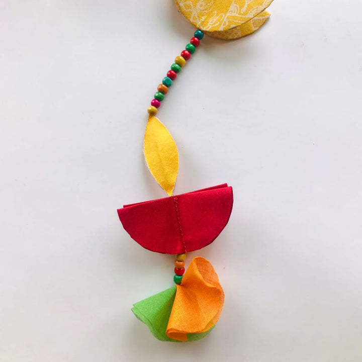 Upcycled Fabric Diya & Elephant Festive Hangings