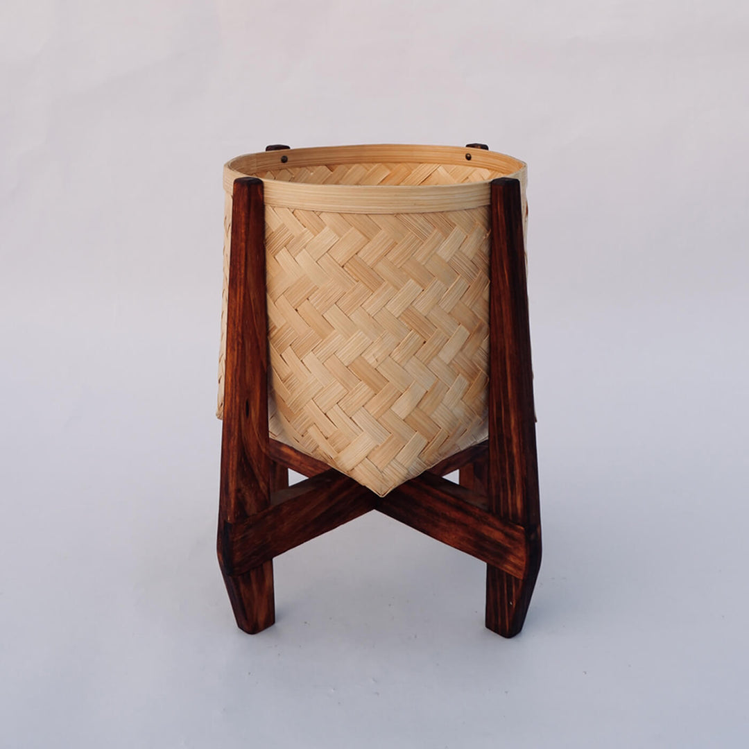 Handcrafted Bamboo Planter With Stand - Zwende
