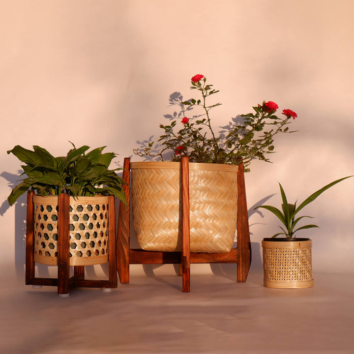 Handcrafted Classic Bamboo Planter With Stand