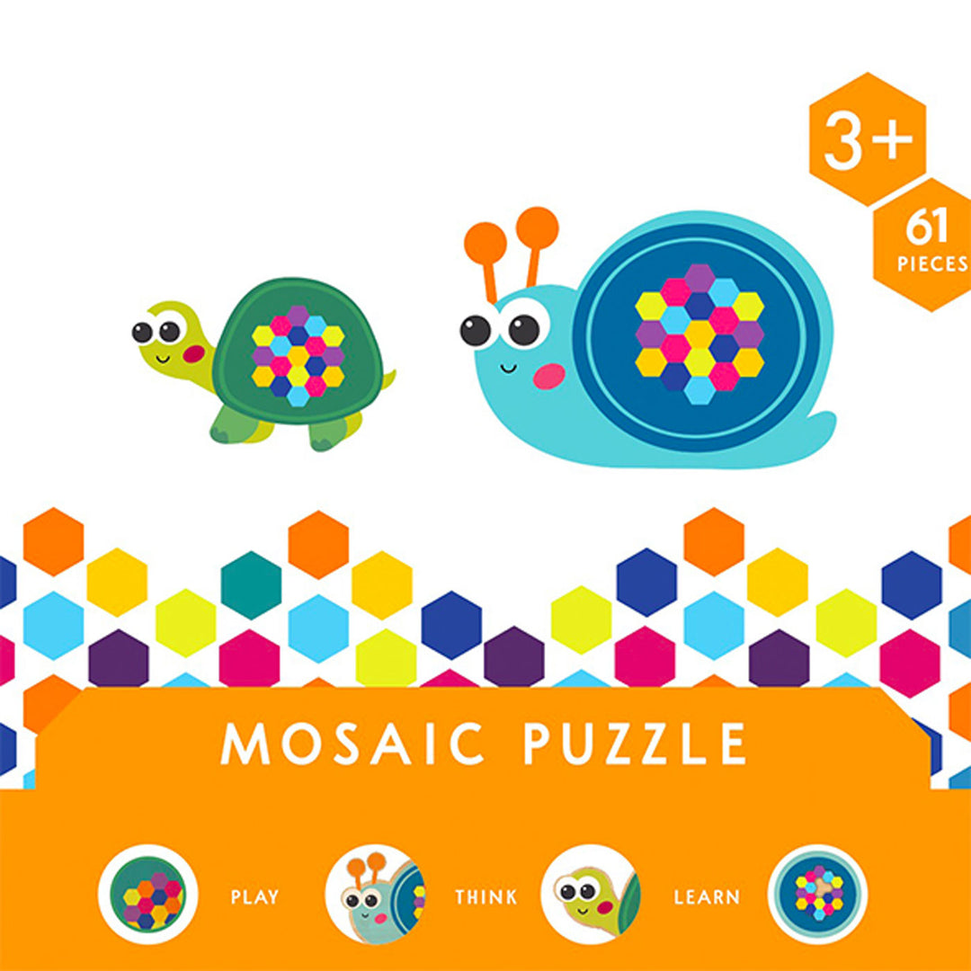 Colourful Wooden Mosaic Snail & Turtle I Set of 2