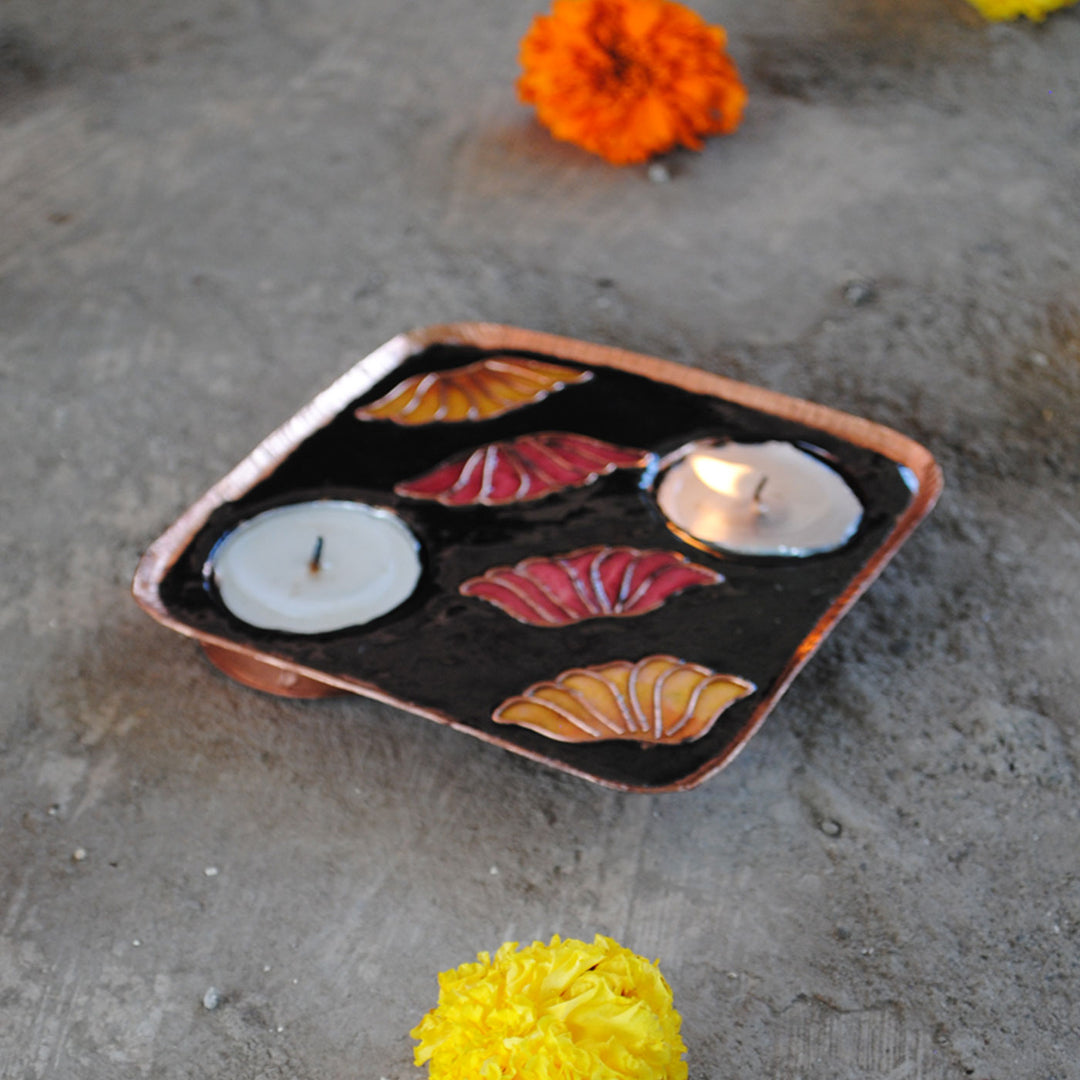 Copper Enamel Tealight Holders I Set of 2