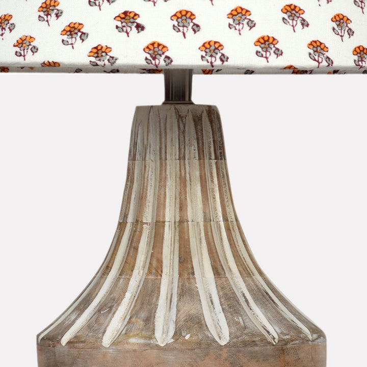 Ekatra Carving Mango Wood & Jute Table Lamp