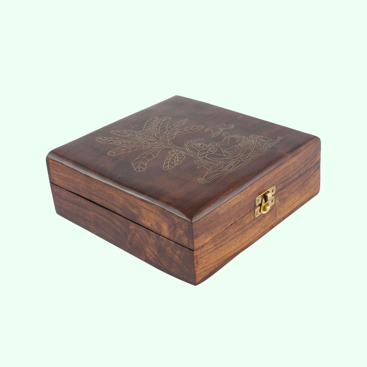 Gold Tarkashi Wooden Festive Gift Box