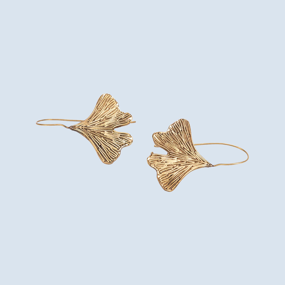 Handmade Brass Modern Hoop Earrings - Petal Drop Pattern