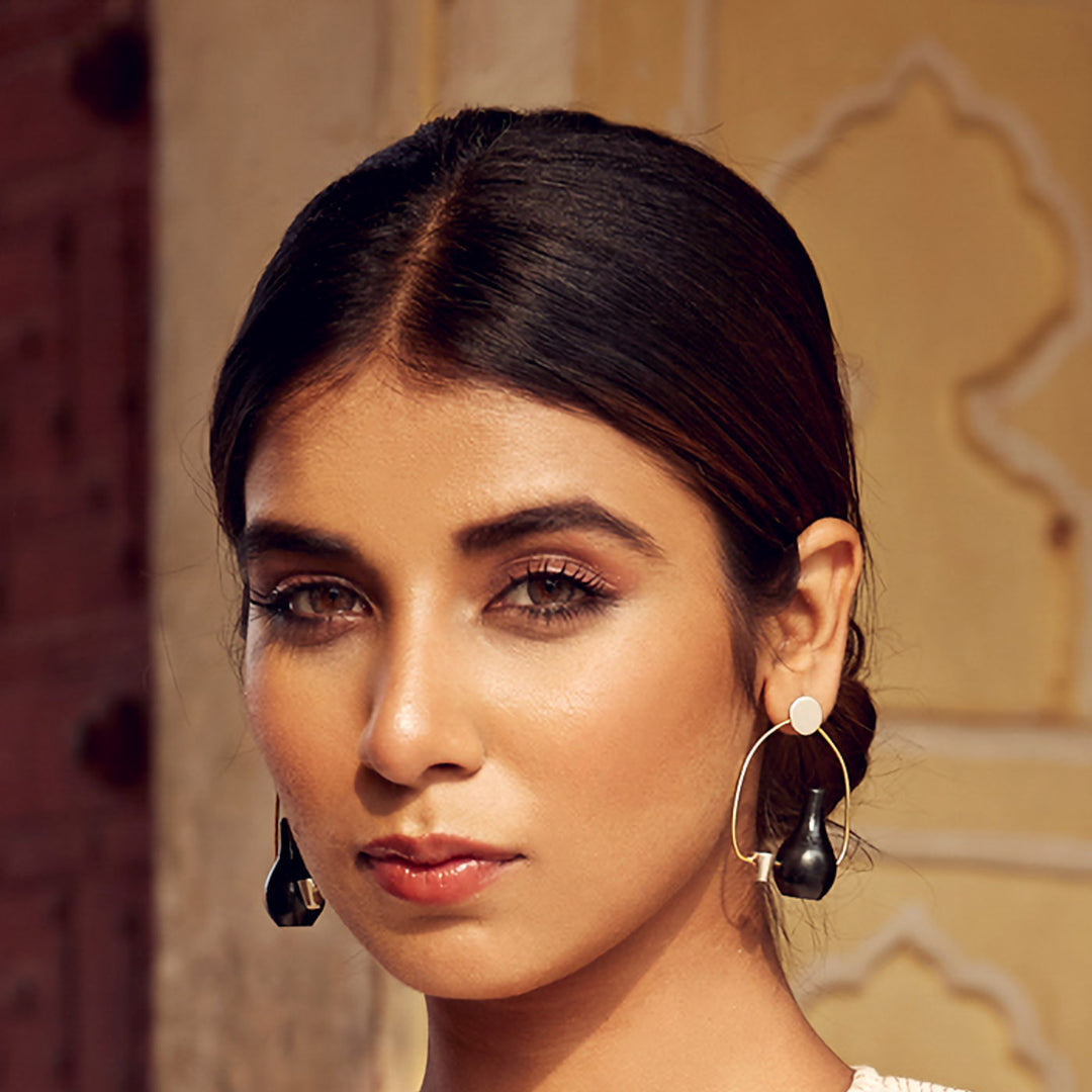 Statement Handmade Pot And Glass Design Earrings | 22K Gold Plated