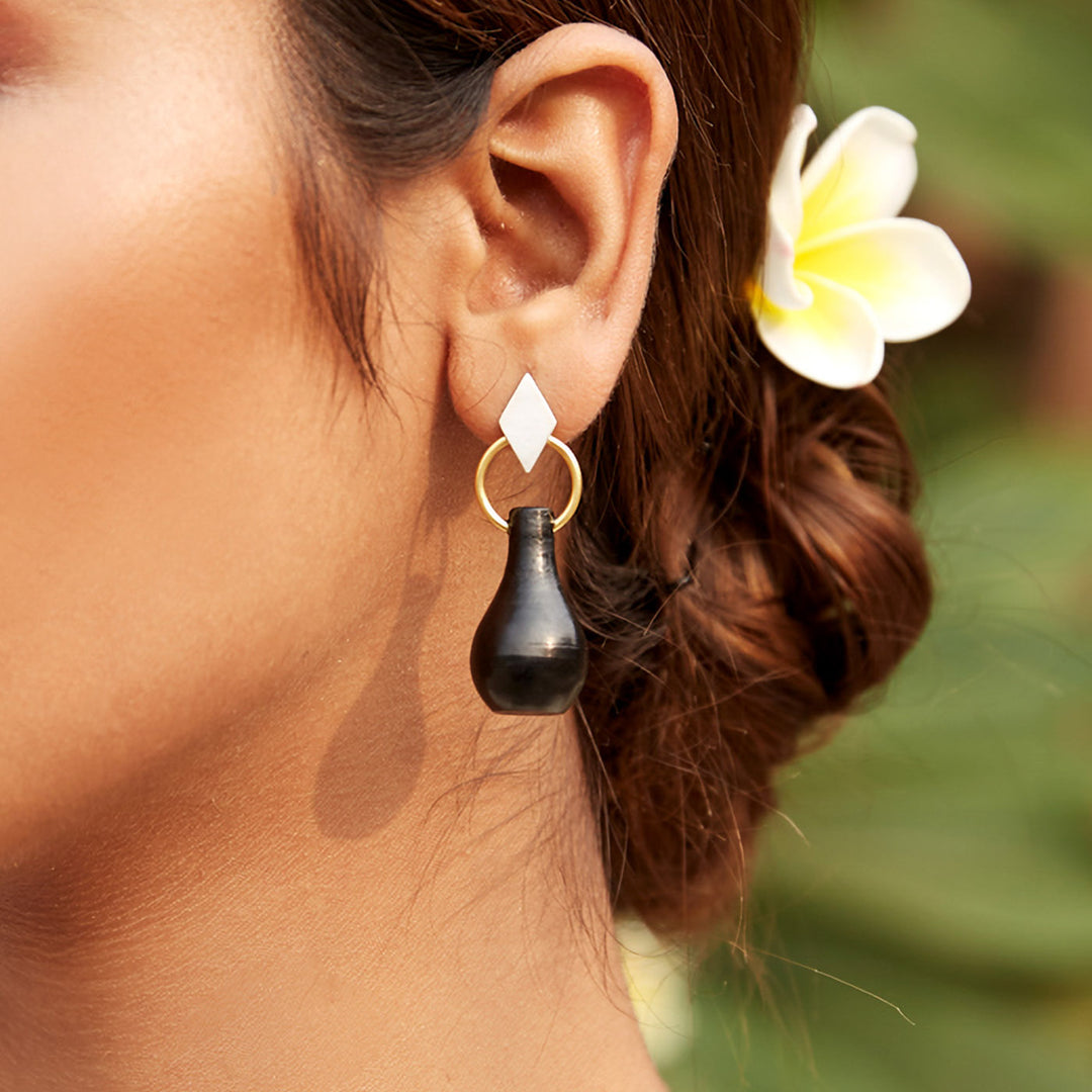 Minimal Handmade Mehrab Pot Design Earrings | 22K Gold And Silver Plated