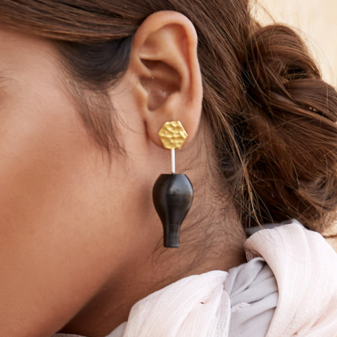 Minimal Handmade Inverted Pot Earrings | 22K Gold Plated