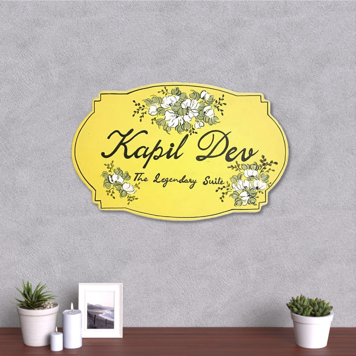 Handpainted Floral Victorian MDF Nameplate