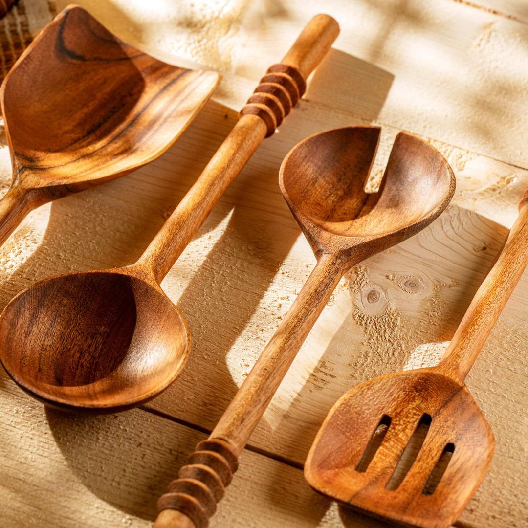 Garoh Acacia Wood Ladles & Spatulas I Set of 5