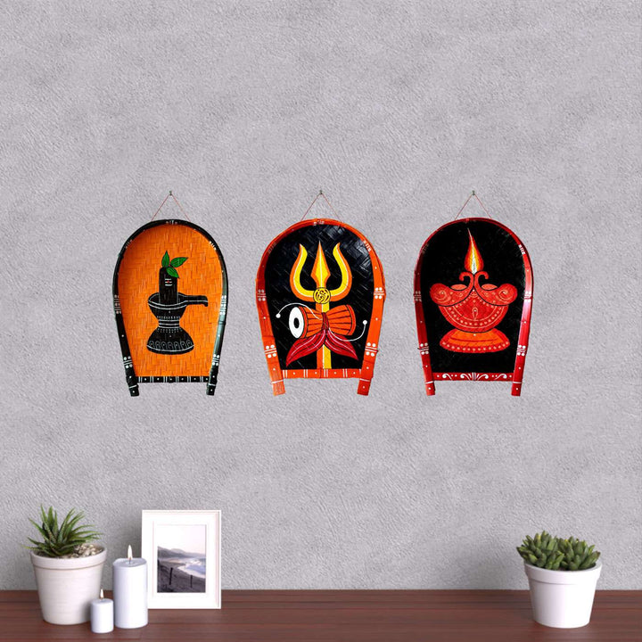 Handpainted Lord Shiva Kulo Auspicious Bamboo Wall Decor