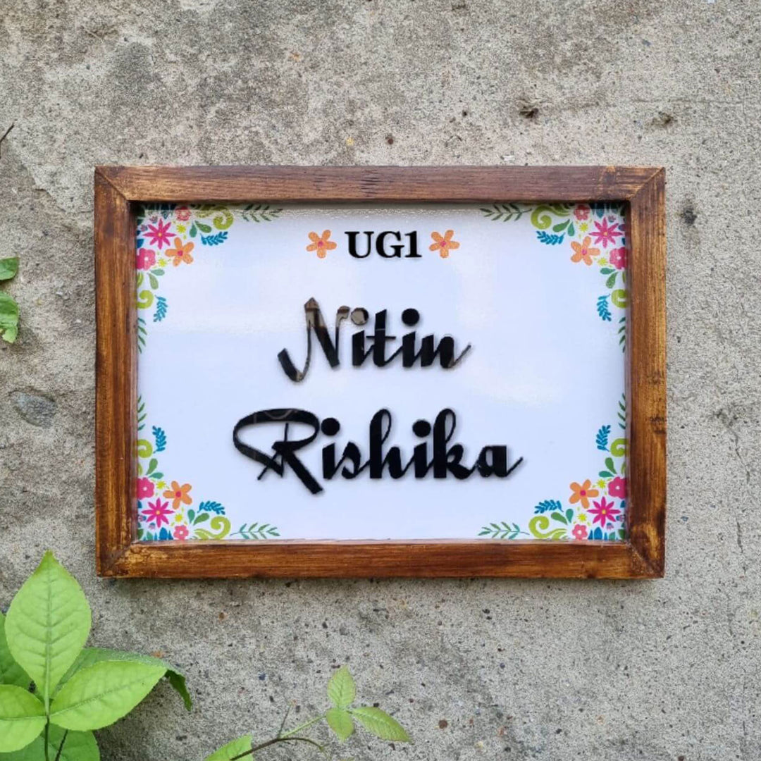 Personalized Mexican Floral Printed Nameplate with 3D Letters