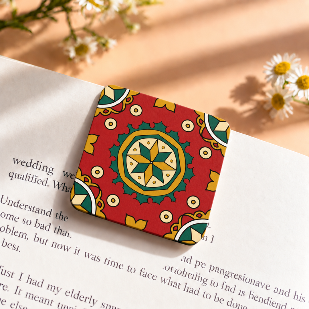 Set Of 6 | Hand-Painted Aathangudi Tiles Festive Themed Magnetic Bookmarks
