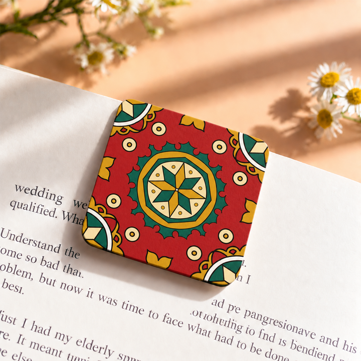 Set Of 6 | Hand-Painted Aathangudi Tiles Festive Themed Magnetic Bookmarks