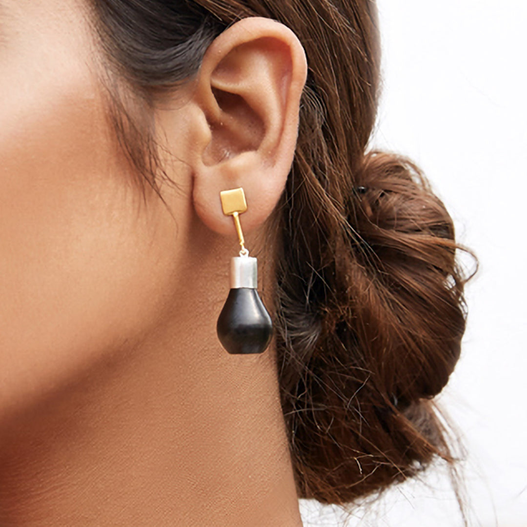 Contemporary Handmade Mehrab Surahi Earrings | 22K Gold And Silver Plated