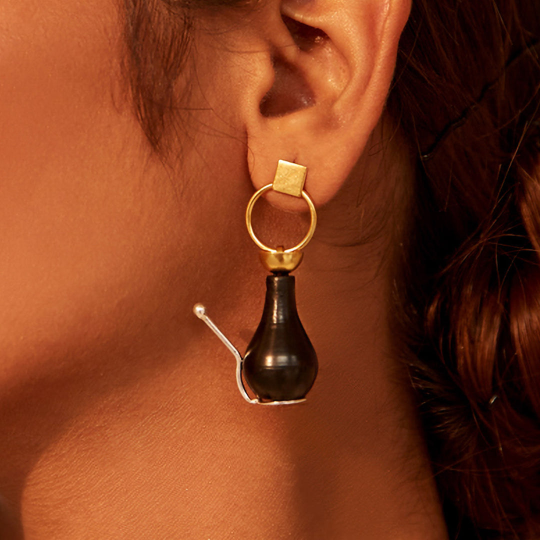 Statement Handmade Gudgudi Brass Earrings | 22K Gold Plated